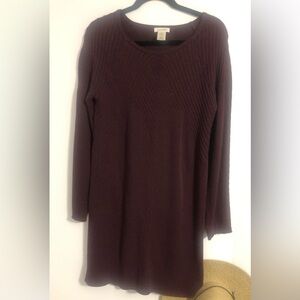 SWEATER DRESS MaxStudio Lrg Wine MIDI Lightweight CottonBlnd EUC